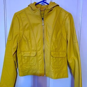 New. Jou Jou Yellow Mustard Leather Jacket. Size Medium.